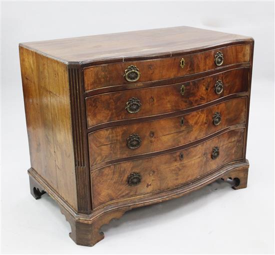 A George III mahogany serpentine chest, W.3ft 4in.